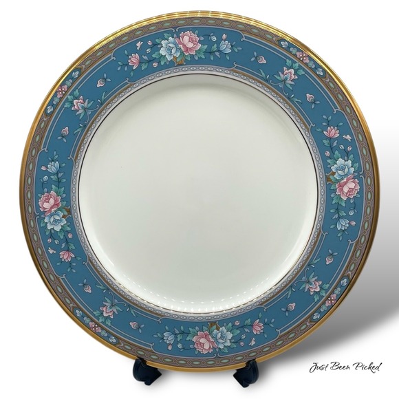 Other - Noritake Grand Terrace Dinner Plate 10.5" Blue Floral Gold Trim 9757 Japan